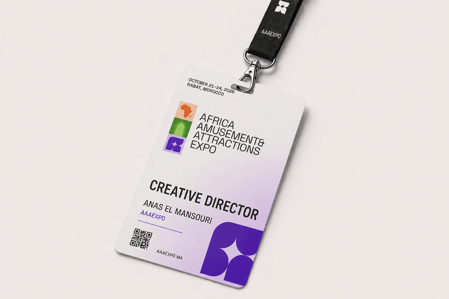 AAAEXPO 2026 professional badge with lanyard